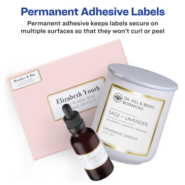 Avery Matte White Labels with Metallic Gold Borders, 3